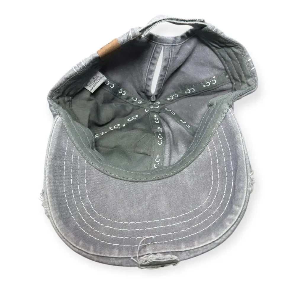 Gray‎ Ponytail Pony Cap Stars Hat New